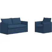 vidaXL Canapé 140cm 2 pcs Bleu Mét¿¿