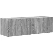 vidaXL Ensemble d'étagères murales pour téléviseur, montage mural, 4 pièces, bois gris Sonoma
