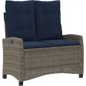 vidaXL Banc de jardin Réglable avec coussins Gris Poly Rattan