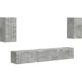 vidaXL Ensemble de meubles TV mural 5 pcs Béton Gris Bois composite