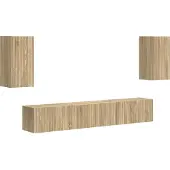 vidaXL Ensemble de meubles TV Fixé au mur 5 pcs Chêne Sonoma Bois composite