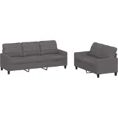 vidaXL Ensemble de canapés 2 pièces avec coussins Gris Similicuir