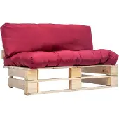 vidaXL Canapé d'extérieur palettes avec coussins en pin rouge