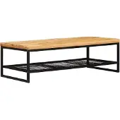 vidaXL Table basse marron et noire 110 x 55 x 35 cm en bois massif de manguier