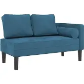 vidaXL Chaise longue avec coussin bleu velours