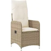 vidaXL Fauteuil de jardin avec coussin Réglable Beige Poly Rattan