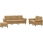 vidaXL Ensemble de canapés 3 pièces avec coussins Marron Velours