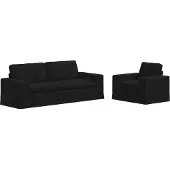 vidaXL Canapé 2 pcs Noir Mét¿¿