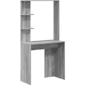 vidaXL Bureau avec étagère et espace de rangement avec porte, 2 pièces, couleur sonoma gris