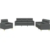 vidaXL Ensemble de canapés 3 pièces avec coussins Tissu gris foncé