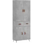 vidaXL Highboard gris béton 69,5x34x180 cm Bois composite