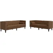 vidaXL Ensemble de canapé Chesterfield 2 pièces brun similicuir aspect daim