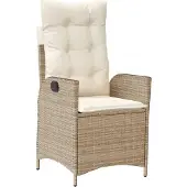 vidaXL Fauteuil de jardin avec coussin Réglable Beige Poly Rattan