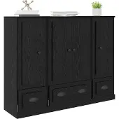vidaXL Meuble haut, 3 pièces, imitation chêne noir, 132 x 35,5 x 103,5 cm