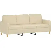 vidaXL Canapé à 3 places Crème 180 cm Tissu