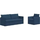 vidaXL Ensemble de canapés , 2 pièces, bleu, 196 x 82 x 85 cm, tissu