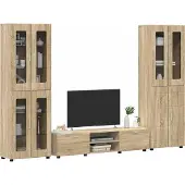 vidaXL Ensemble de meubles TV avec étagère FLORIN, 3 pièces, en bois d'ingénierie chêne Sonoma