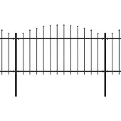 vidaXL Clôture de jardin avec fer de lance Acier 537 x 150 cm Noir