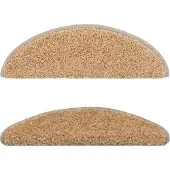 vidaXL Tapis d'escalier 10 pièces 56 x 17 x 3 cm Crème Demi-rond