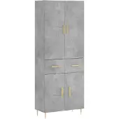 vidaXL Highboard gris béton 69,5x34x180 cm Bois composite
