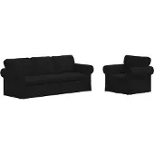vidaXL Ensemble de canapé , 2 pièces, couleur noire, revêtement en tissu