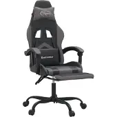 vidaXL Chaise de jeu avec repose-pieds Noir et gris Similicuir
