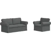 vidaXL Ensemble de canapés, 2 pièces, gris foncé, revêtement en tissu