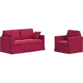 vidaXL Ensemble de canapé 2 pièces, couleur vin, en velours