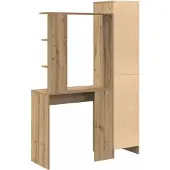 vidaXL Bureau avec étagère et espace de rangement, 2 pièces, finition chêne artisanal