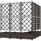 vidaXL Bac à fleurs avec Treillis 5 pcs Marron 120 x 120 x 125.5 cm PP
