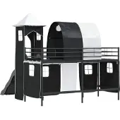vidaXL Lit superposé pour enfant, structure unie noire, 100 x 190 cm, en métal