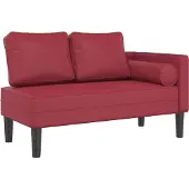 vidaXL Chaise longue avec coussins vin rouge similicuir