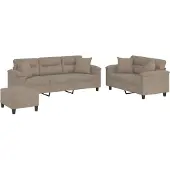 vidaXL Ensemble de canapés 3 pièces avec coussins Taupe microfibre tissée