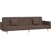 vidaXL Canapé-lit à 2 places avec deux oreillers taupe tissu