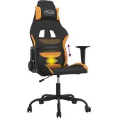 vidaXL Chaise de jeu avec fonction de massage Noir et orange Tissu