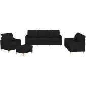 vidaXL Ensemble de canapés 4 pièces avec coussins Tissu noir