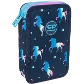 CoolPack Double trousse à crayons avec accessoires Jumper 2 Blue Unicorn