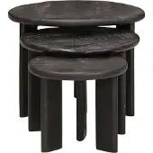 vidaXL Ensemble de 3 tables basses emboîtables, blanc, bois massif de manguier