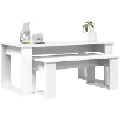vidaXL Table basse Set 2 pcs Blanc Bois composite