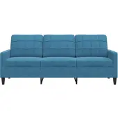 vidaXL Canapé 3 places bleu 180 cm velours