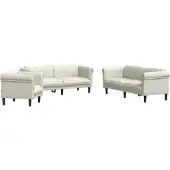 vidaXL 3-pc. Ensemble canapé velours crème