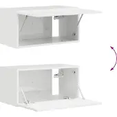 vidaXL Ensemble d'étagères murales pour téléviseur, à fixation murale, 4 pièces, blanc, bois composite