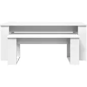 vidaXL : Ensemble de deux tables basses, blanches, dimensions 100 x 50 x 42 cm, en panneaux de particules