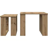 vidaXL : Ensemble de deux tables basses, style artisan, chêne, 50 x 52 x 42 cm