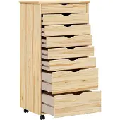 vidaXL Cabinet Roulant avec Tiroirs avec roue MOSS Vernis transparent