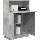 vidaXL Bureau , gris béton, 71,5 x 31,5 x 106,5 cm, fabriqué en panneaux de particules
