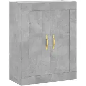 vidaXL Highboard gris béton 69,5x34x180 cm Bois composite