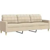 vidaXL Canapé 3 places crème 210 cm Tissu