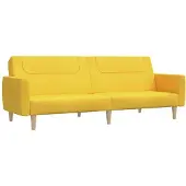 vidaXL Canapé-lit à 2 places jaune tissu