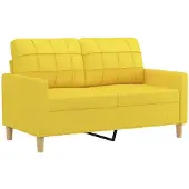 vidaXL Canapé 2 places jaune clair 120 cm Tissu